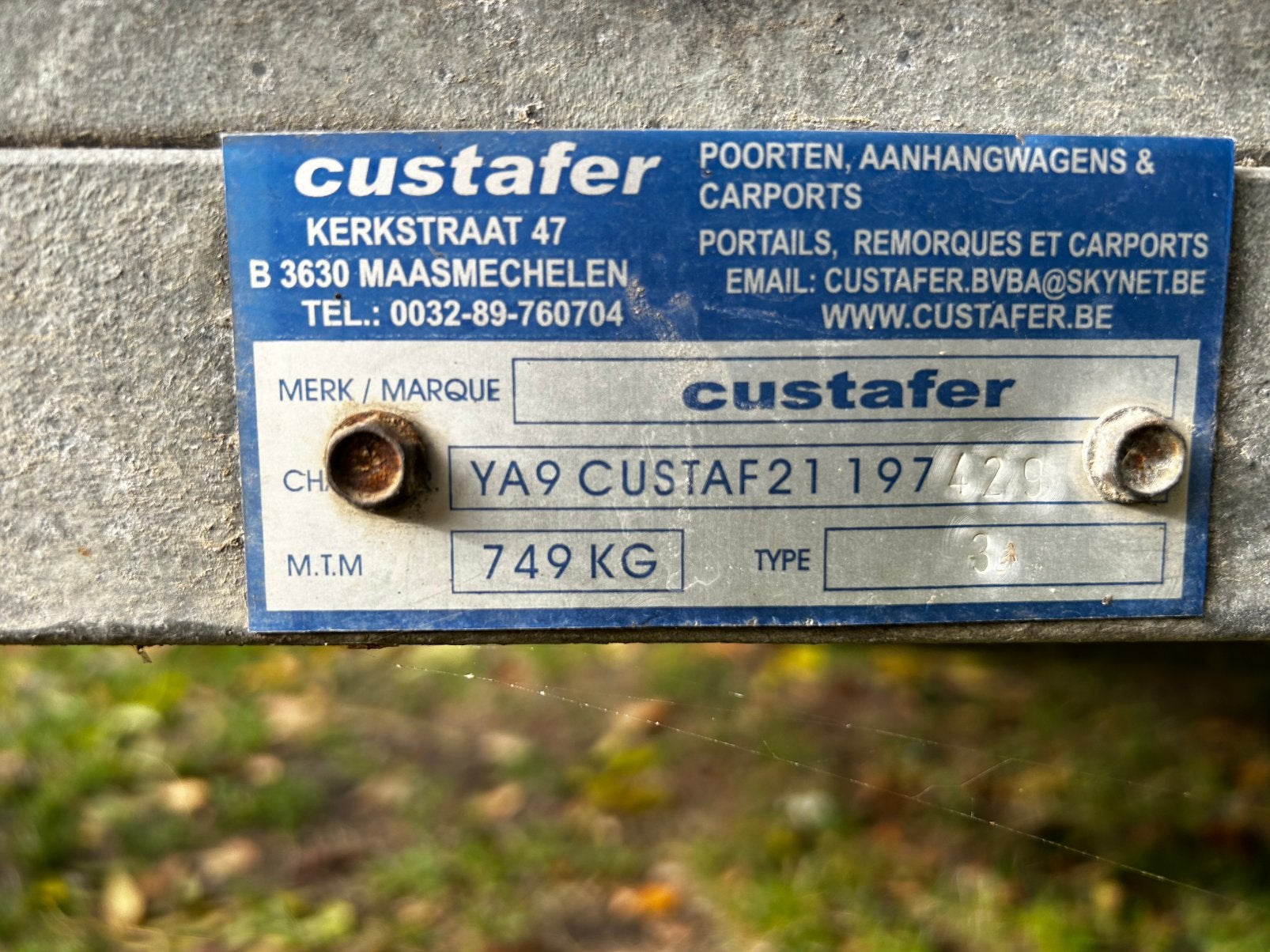 Remorque Custafer 749 kg – Bâchée – 2,25 m - galvanisé, Auto diversen, Ophalen, Gebruikt