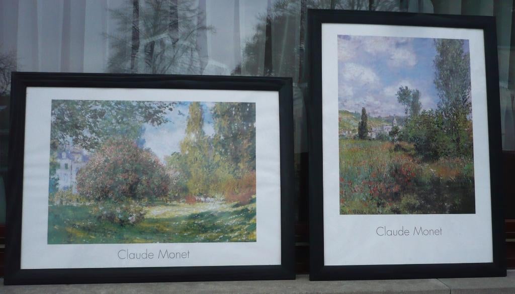 2 kaders met ingelijste poster van Claude MONET, Verzamelen, Ophalen, Gebruikt, Dier of Natuur, Met lijst