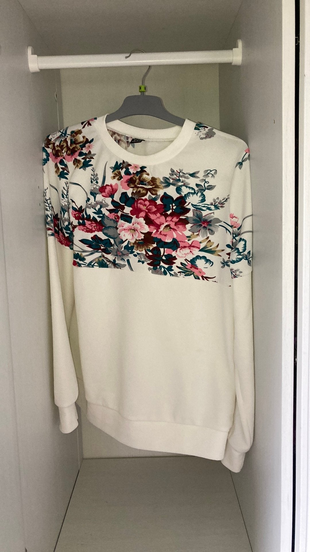 Pull blanc a fleur shein, Enlèvement ou Envoi, Comme neuf, Taille 34 (XS) ou plus petite