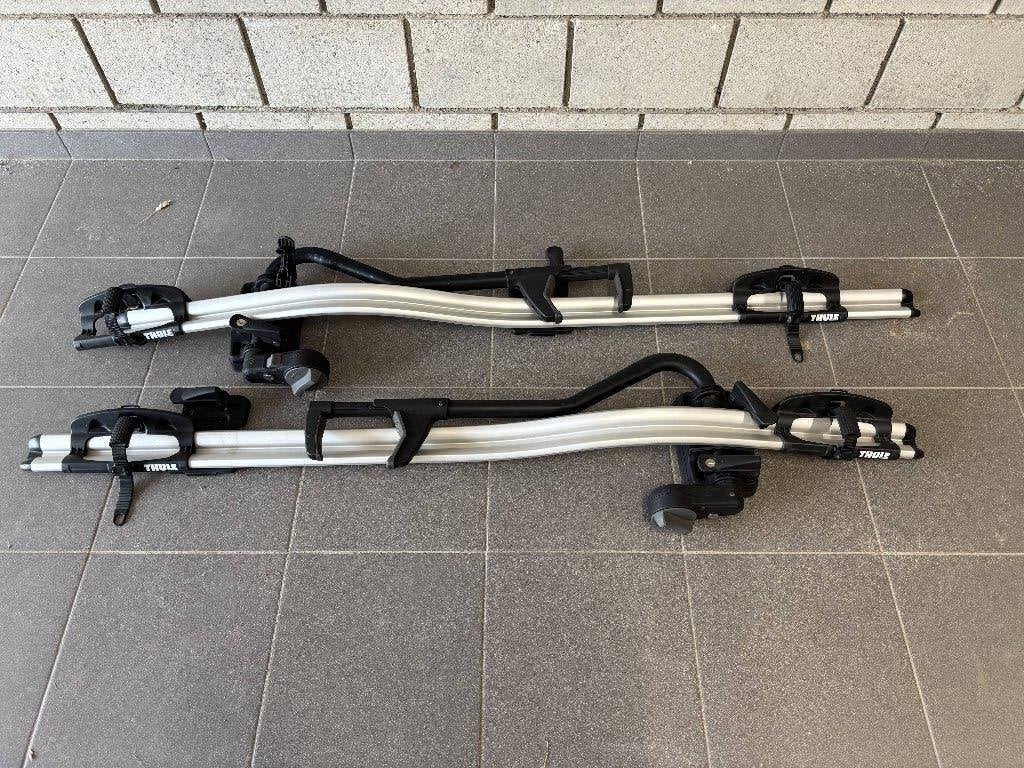 2 Thule fietsendragers voor dak, Autos : Divers, Porte-vélos, Vélo électrique, Utilisé, Galerie de toit, Enlèvement