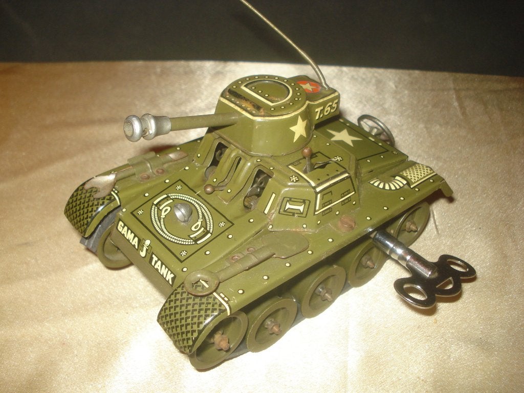 GAMA Ancien Tank T-65 Mécanique en Tôle D.R.G.M.Germany 1965, Antiek en Kunst, Antiek | Speelgoed, Ophalen of Verzenden
