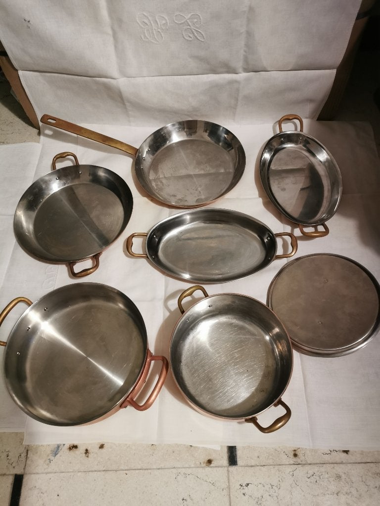 professionele koperen potten met inox binnenlaag, Pannenset, Ophalen of Verzenden, Koper, Gebruikt