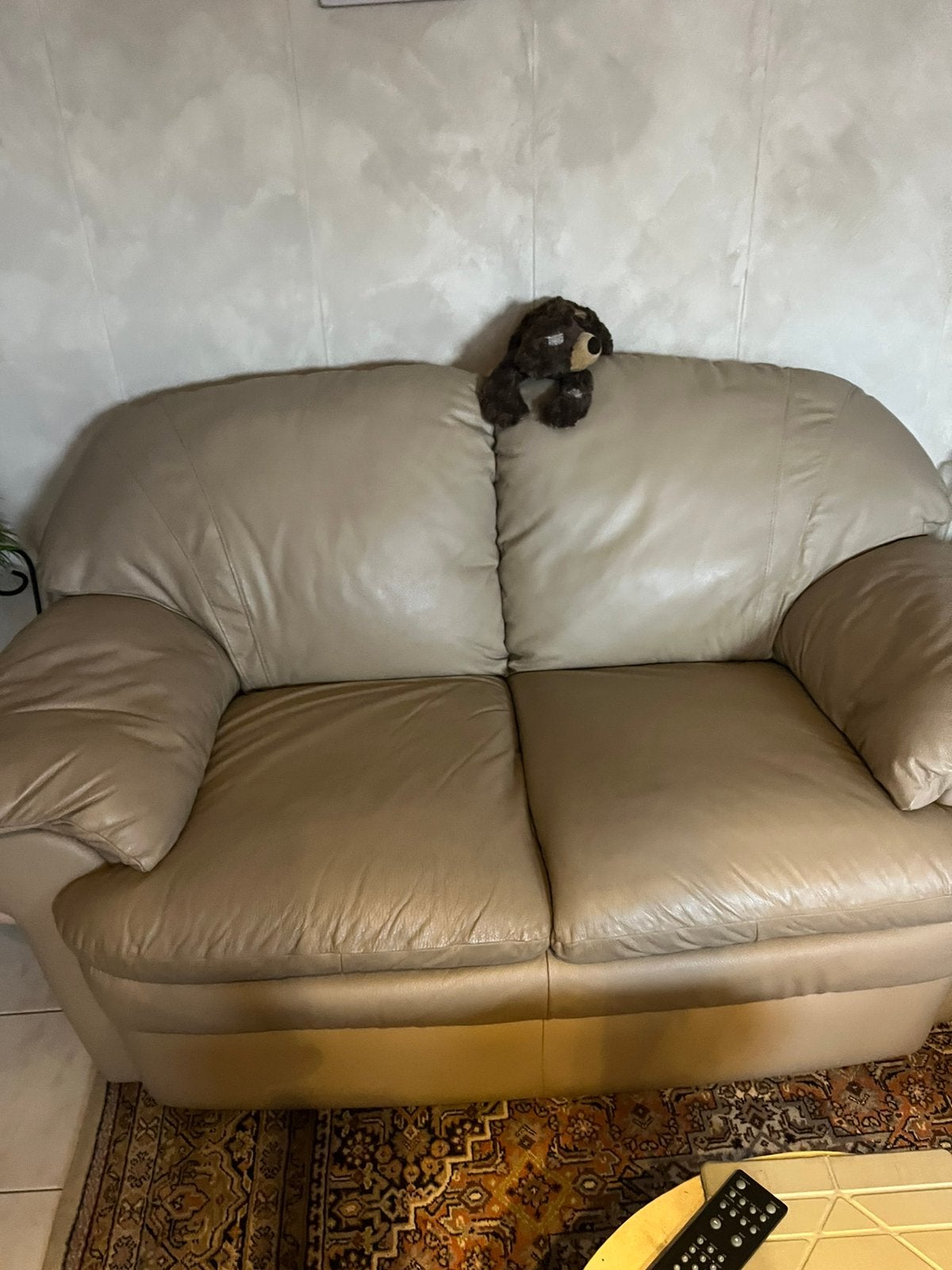 Salon 3 zit 2 zit beige leder, Ophalen, Zo goed als nieuw