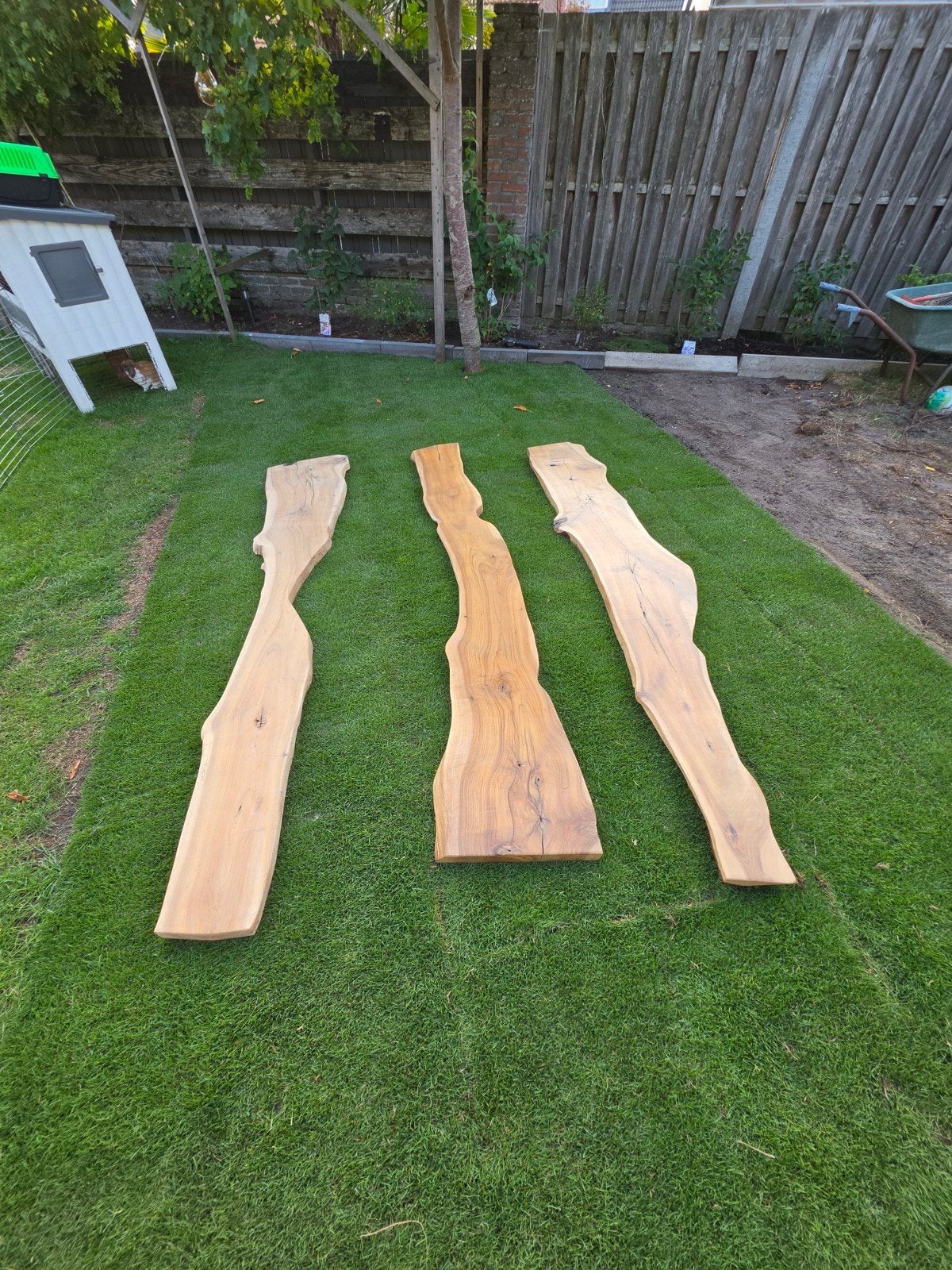 Eiken boomstam planken massief, Doe-het-zelf en Bouw, Hout en Planken, Ophalen, Eiken, Plank