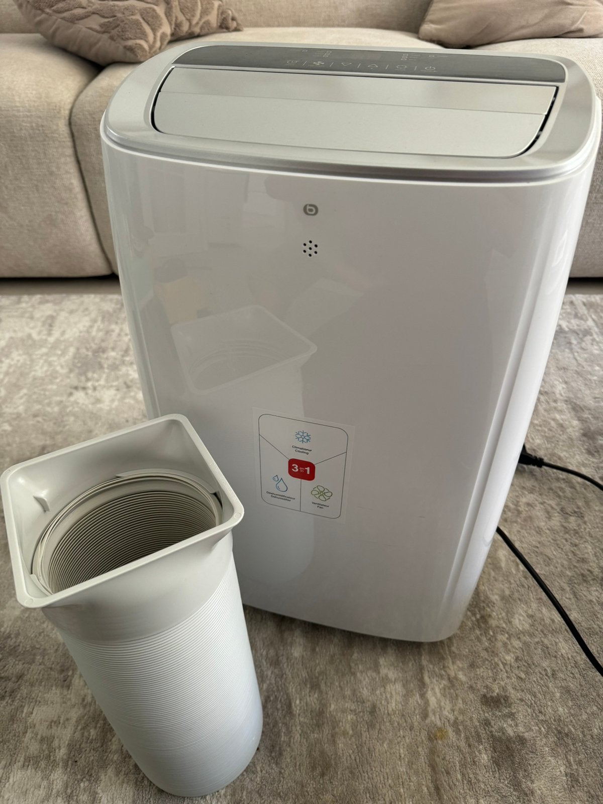 Essentiel mobiele Airco 9000BTU nieuwstaat, Ophalen, Zo goed als nieuw, Mobiele airco