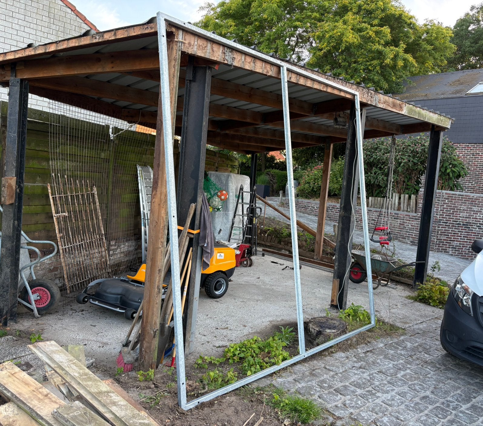 Stalen galva schuifdeur, Doe-het-zelf en Bouw, Deuren en Vliegenramen, Ophalen, Schuifdeur, Nieuw, Hout