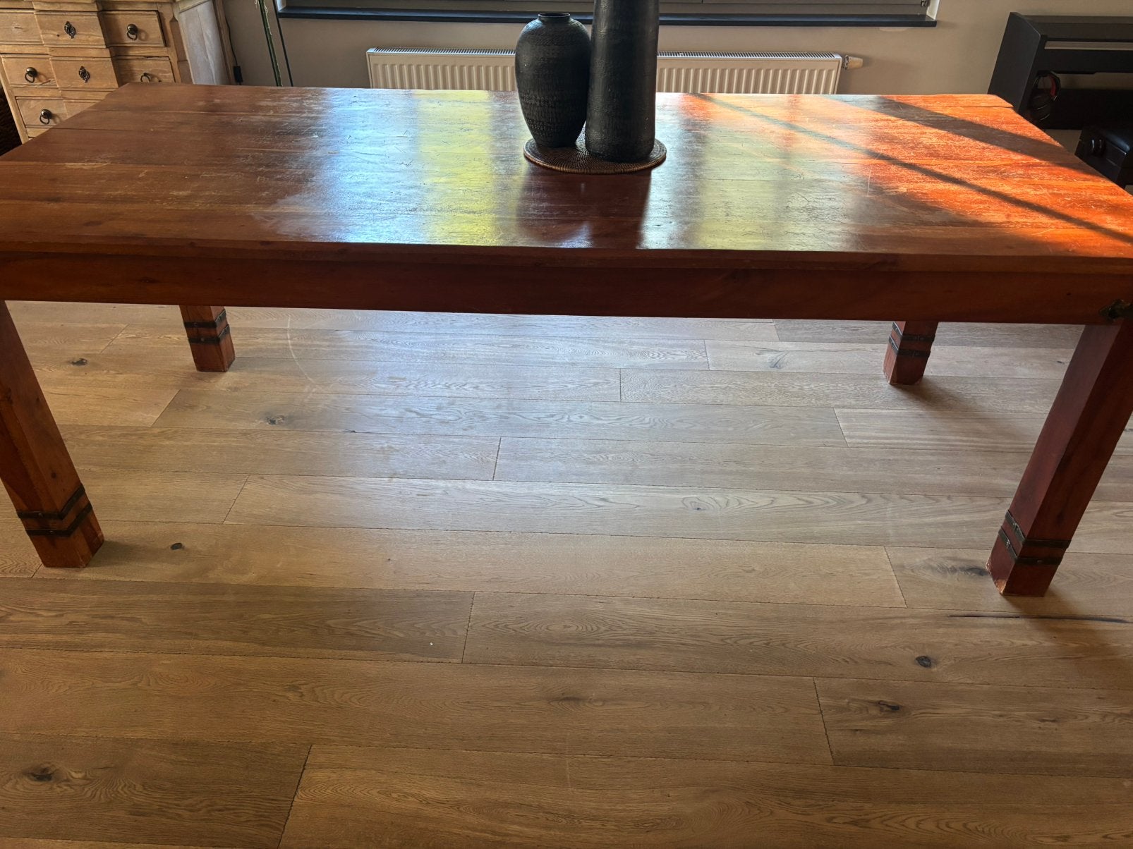Eiken eettafel 220cm, Huis en Inrichting, Tafels | Eettafels, Ophalen, Gebruikt, 200 cm of meer, Eikenhout