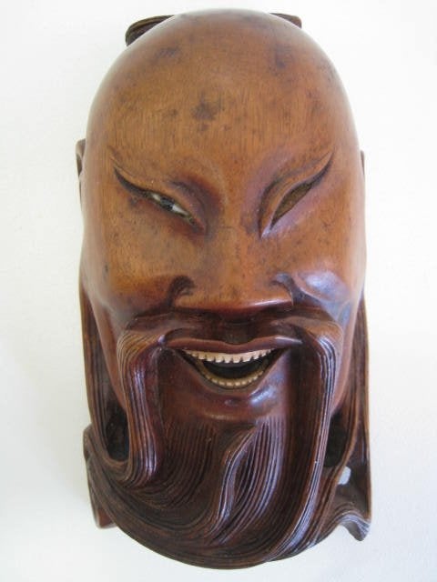 Antiek houten beeldje van aziatische man, 12 x 7 cm, Antiek en Kunst, Ophalen, Man