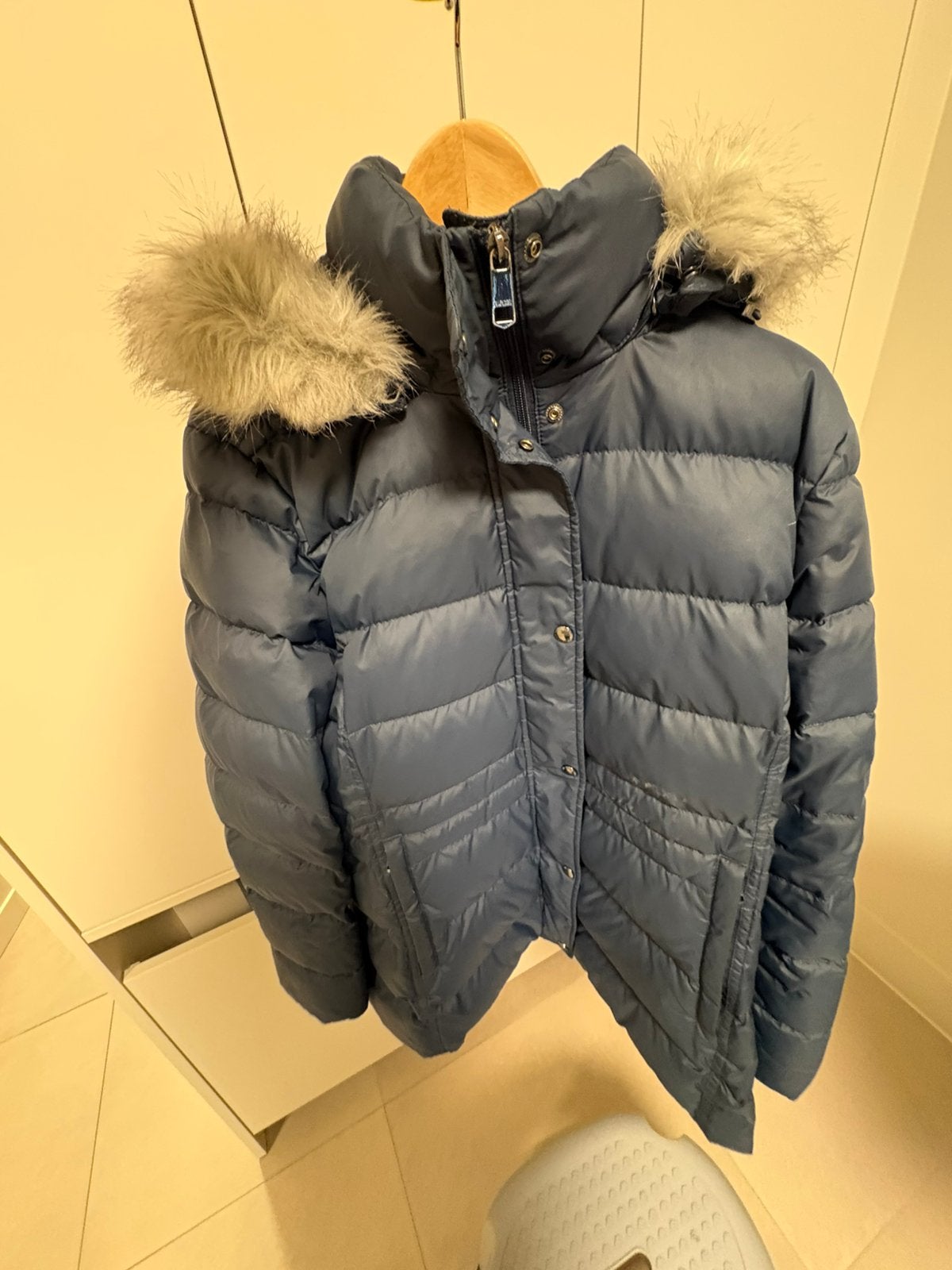 Tommy winterjas met kap XXL, Ophalen, Zo goed als nieuw, Maat 46/48 (XL) of groter, Blauw