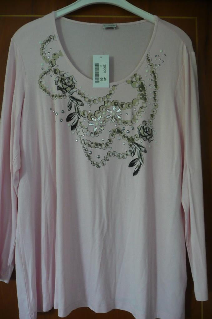 Lichtroze T-shirt lange mouw Goldner Schnitt (a114), Atelier Goldner Schnitt, Nieuw, Roze, Shirt of Top