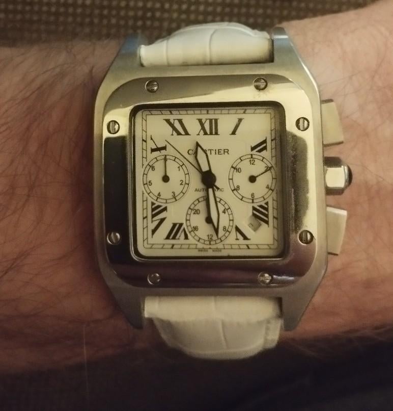 Cartier Santos (automatique), Montre-bracelet, Autres marques, Enlèvement ou Envoi, Cuir