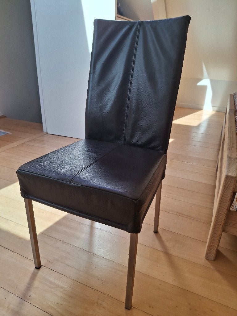 7 lederen stoelen, Huis en Inrichting, Stoelen, Ophalen, Gebruikt, Zwart, Leer