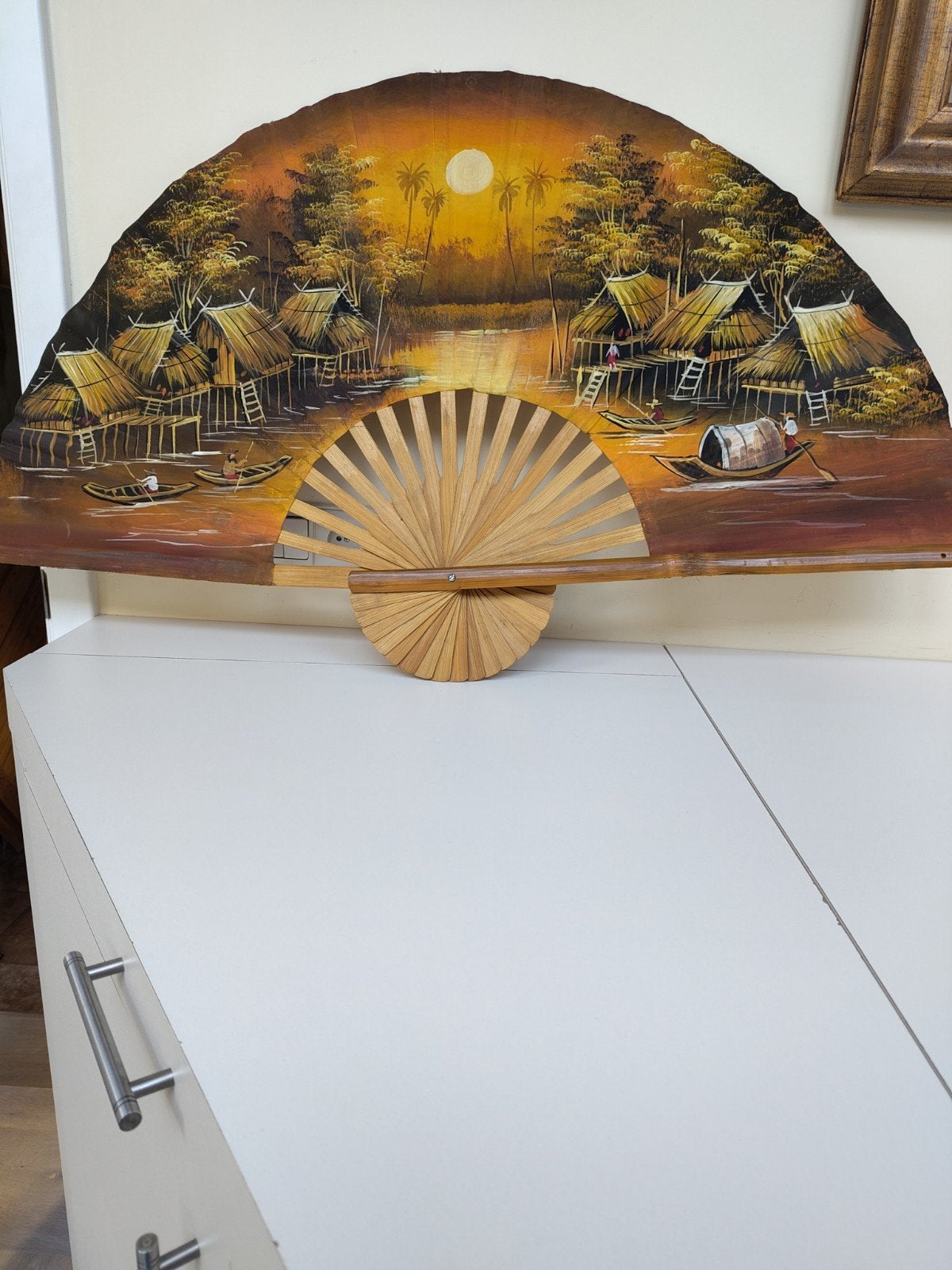 prachtige grote Aziatische Wandwaaier (1 meter) - op canvas, Enlèvement ou Envoi