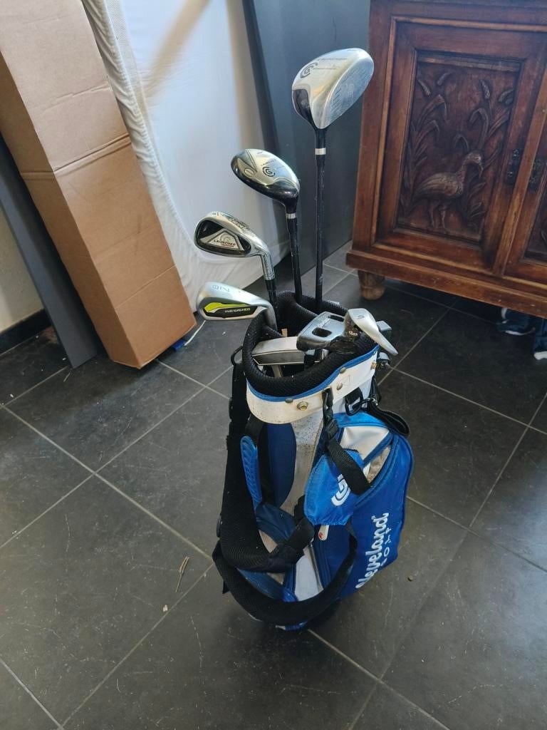Kinder golftas + clubs, Sport en Fitness, Ophalen, Gebruikt, Set, Overige merken