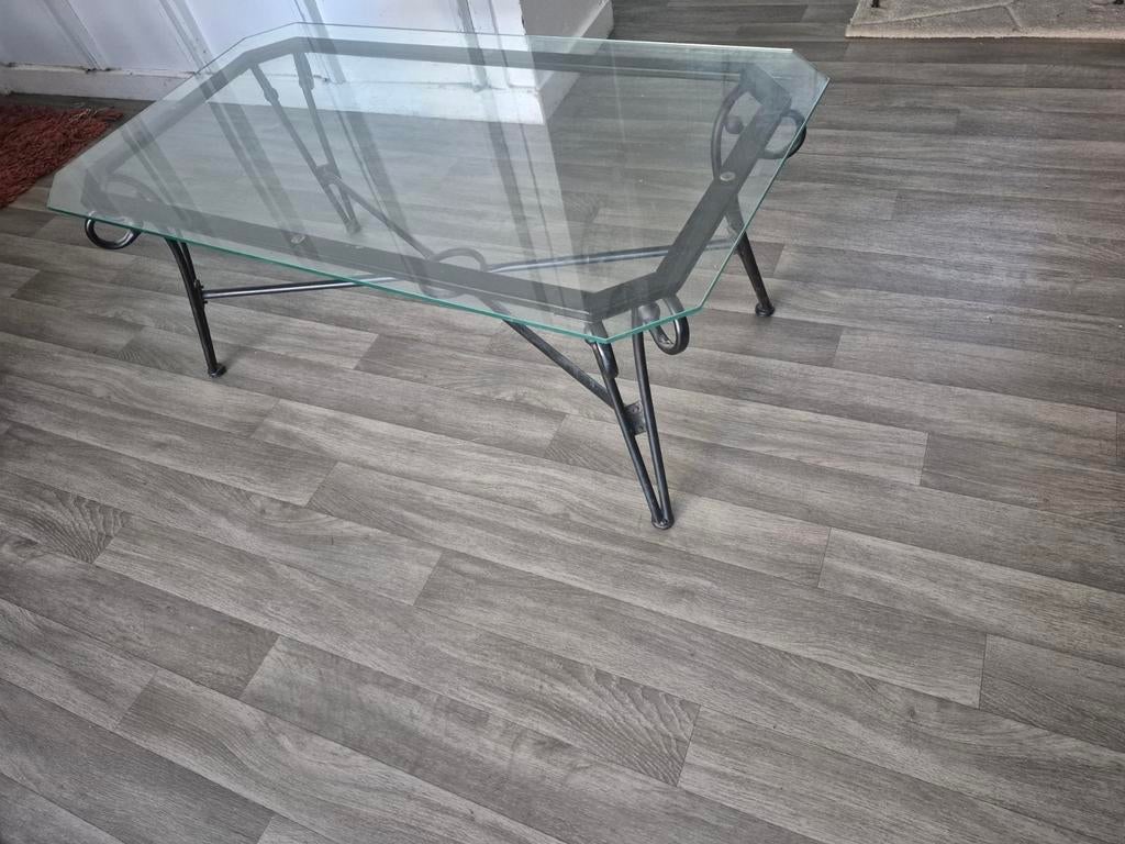 Table basse, Maison & Meubles, Tables | Tables de salon, 100 à 150 cm, Moins de 50 cm, Fer forgé, Verre