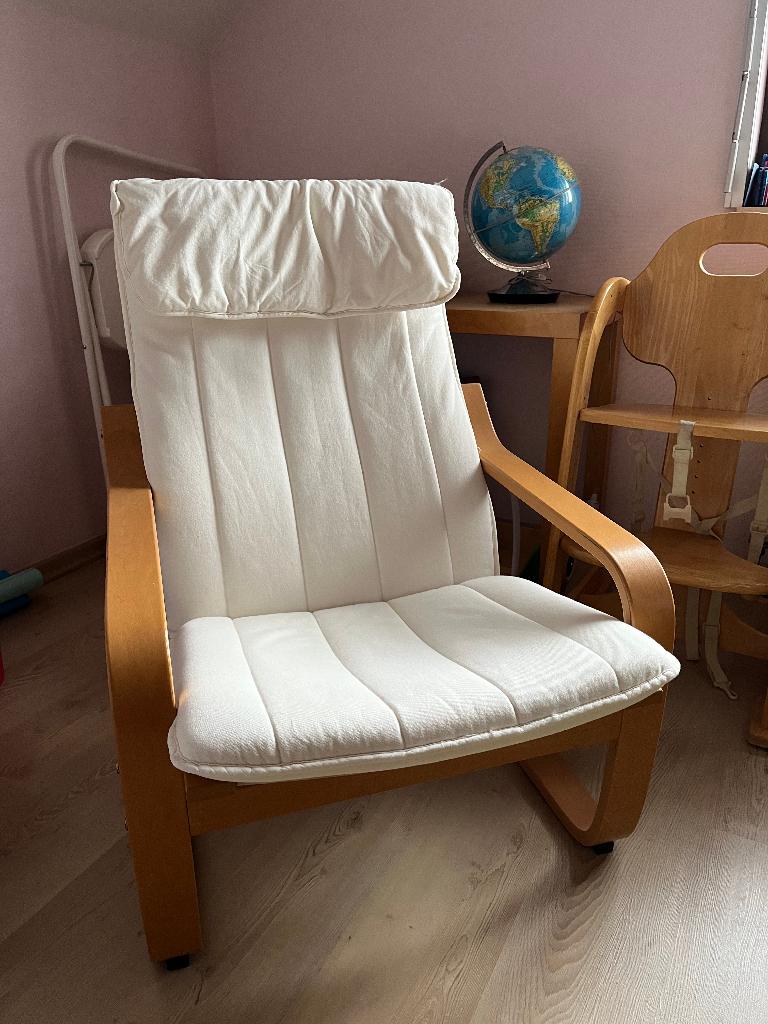Chaise Ikea Poang blanche, Comme neuf, Enlèvement, Une, Bois