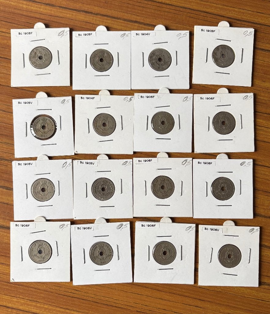 LEOPOLD II : 5 centimes 1904 1905 1906 lot de 16 pièces, Timbres & Monnaies, Monnaies | Belgique, Enlèvement ou Envoi