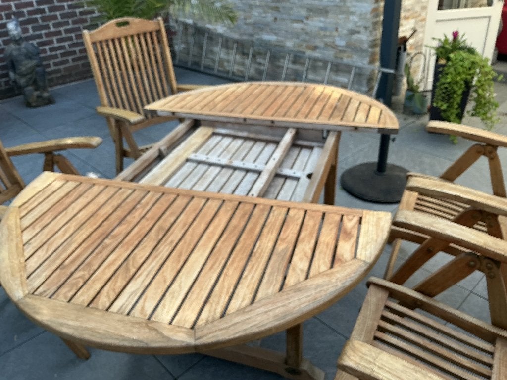 Royal Arrow tuinset, Jardin & Terrasse, Ensembles de jardin, Comme neuf, Salons de jardin, Bois, 6 places, Table à dinner, Chaise