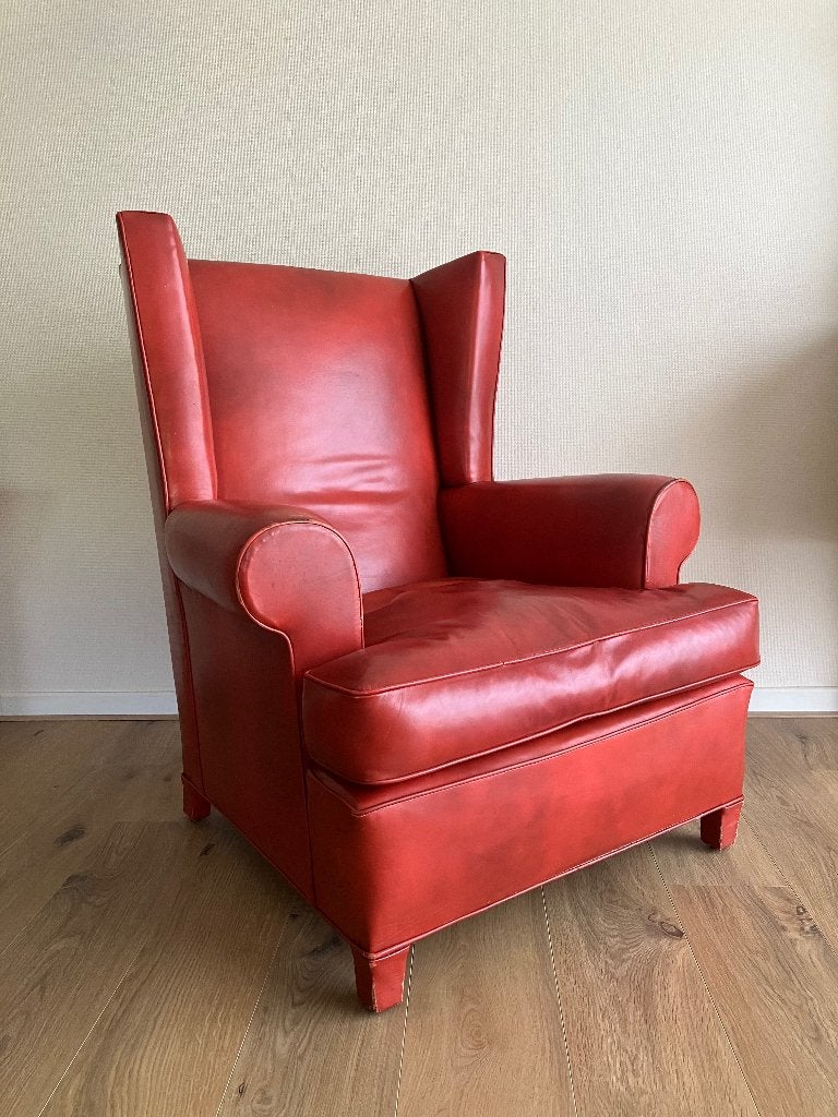 Vintage lederen oorfauteuil, Ophalen