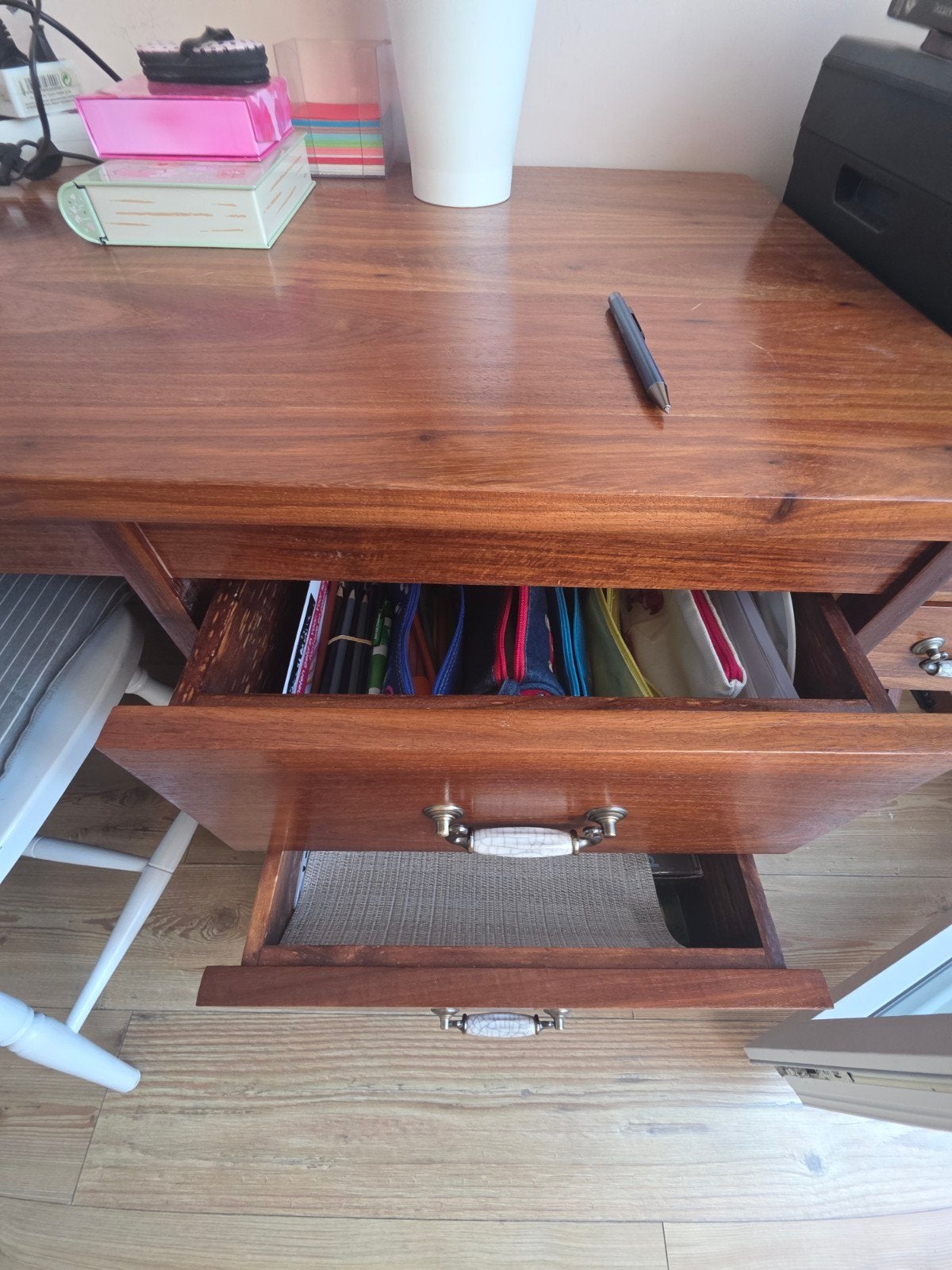 bureau en kastje massief hout, Ophalen, Gebruikt