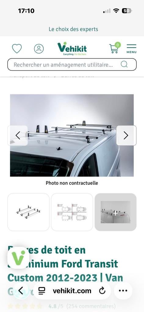 Barres de toit Ford transit custom L1/L2 2012-2023 NEUVES, Ophalen