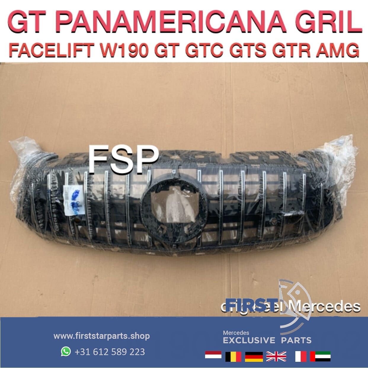 A1908855902 W190 GT GTC GTS GTR FACELIFT PANAMERICANA GRIL O, Utilisé, -, -, Enlèvement ou Envoi
