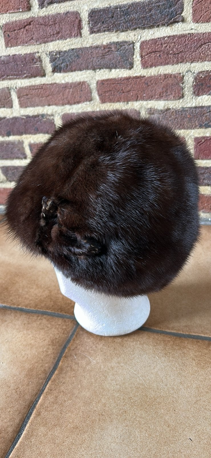 Vintage donkerbruine bontmuts – maat M, Kleding | Dames, Ophalen of Verzenden, Zo goed als nieuw, 56 of 57 cm (M, 7 of 7⅛ inch)