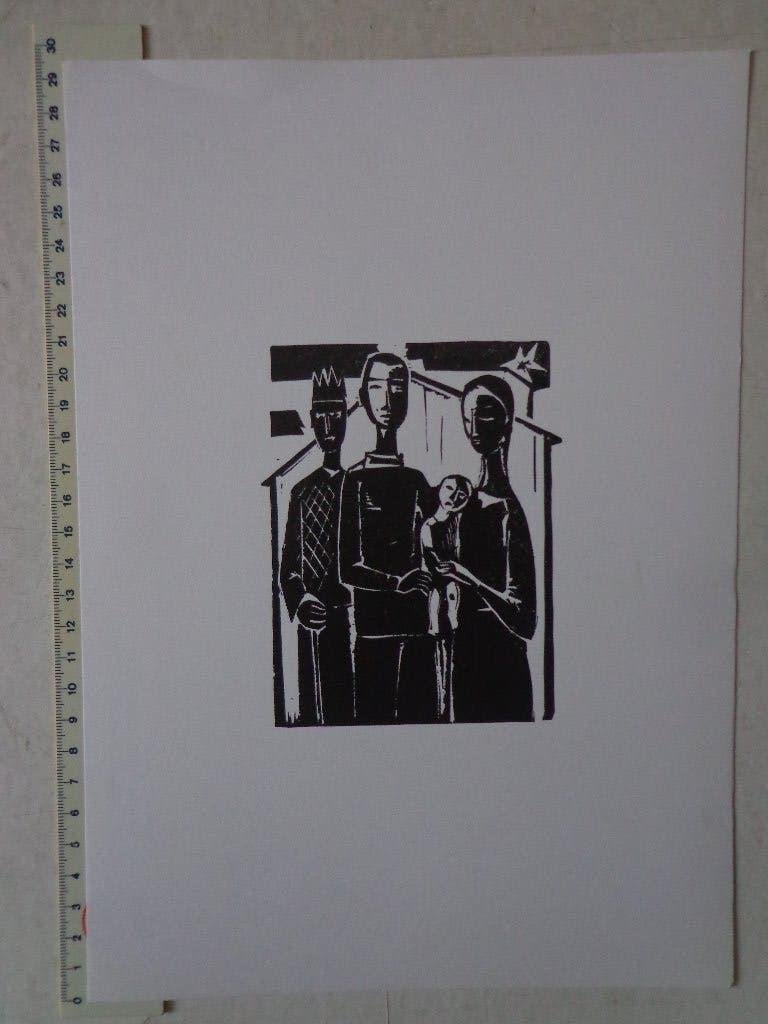Zeldzame hout- of linosnede van Jan Gezel, Antiek en Kunst, Ophalen of Verzenden, Portret, Houtsnede, 1950 - 1999