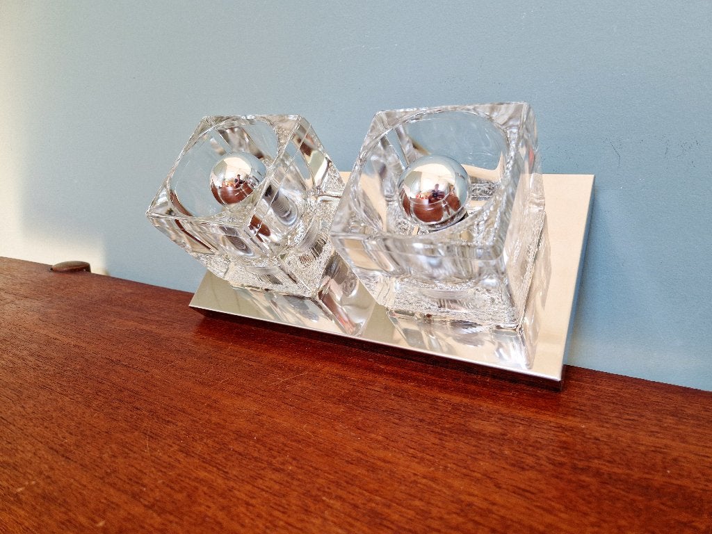 Ice Cube dubbele wandlamp, Peill & Putzler, 1970, Huis en Inrichting, Lampen | Wandlampen, LED, Peill & Putzler, Ophalen of Verzenden