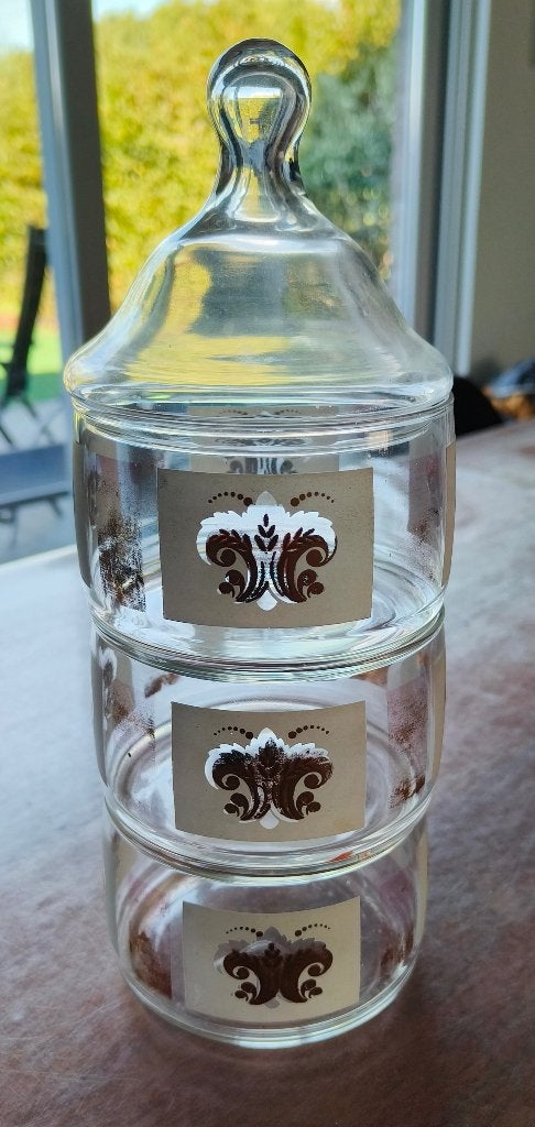 Vintage stapelbare glazen potjes, Antiek en Kunst, Ophalen of Verzenden