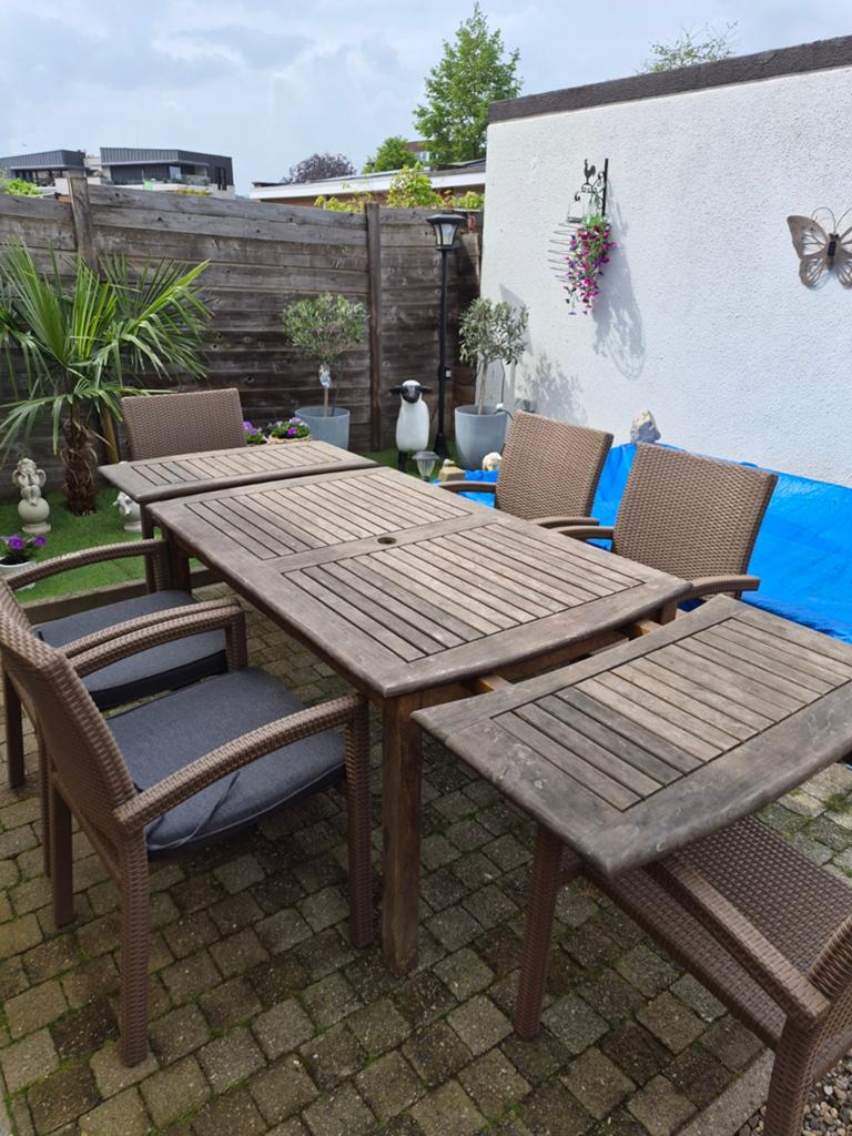 Te koop : teak tafel en 6 stoelen, Ophalen