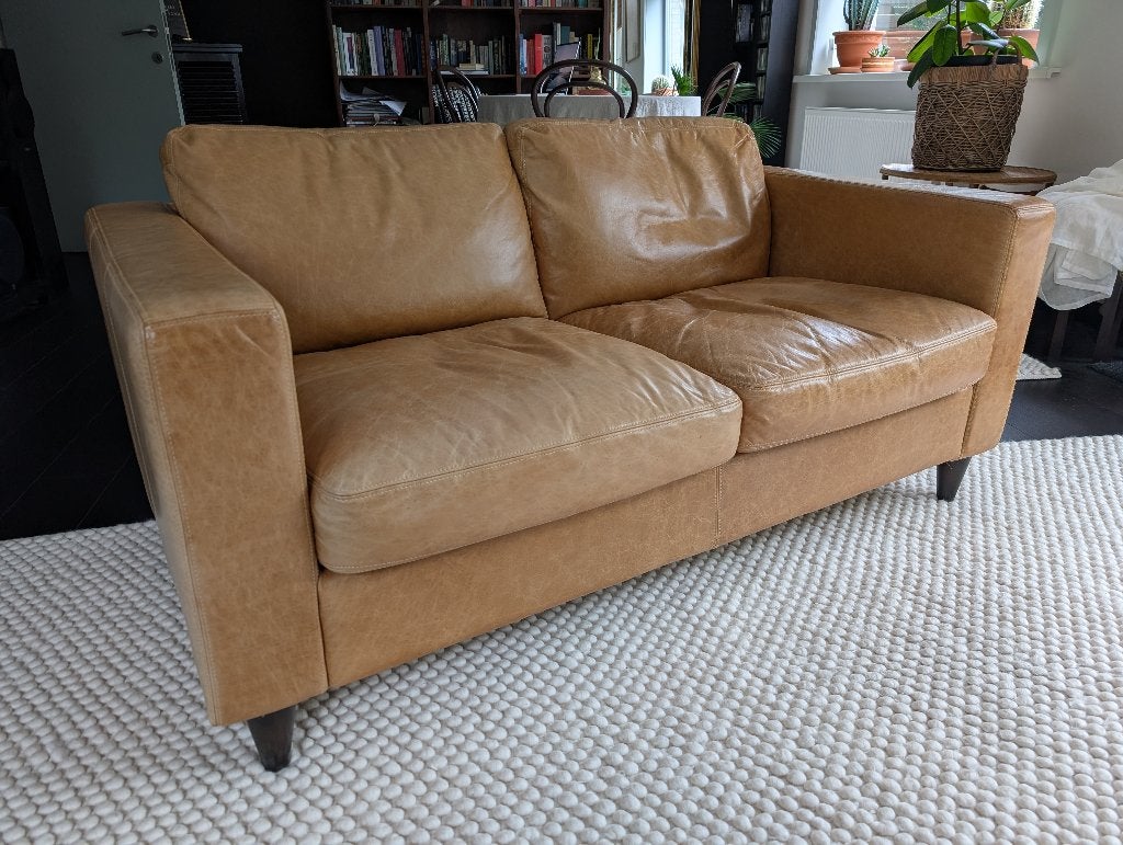 Lederen zetel cognac kleur, 75 à 100 cm, Exotisch, Enlèvement, Utilisé