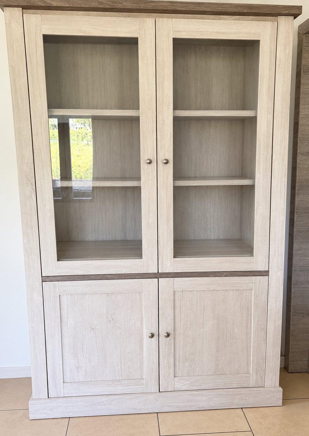 Vitrine Eline 126cm - Décor - White Oak & Autumn Oak - WEBA, Maison & Meubles, Enlèvement, Comme neuf