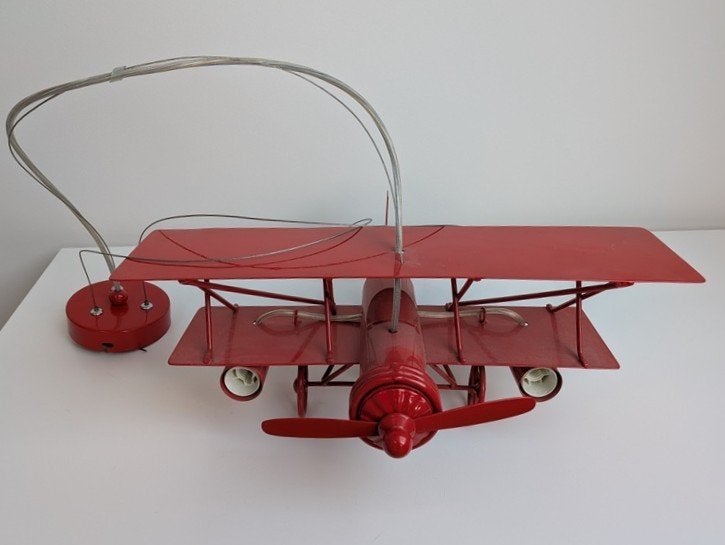 maison - lampe en forme d'avion biplan rouge, Enlèvement, Utilisé, Métal