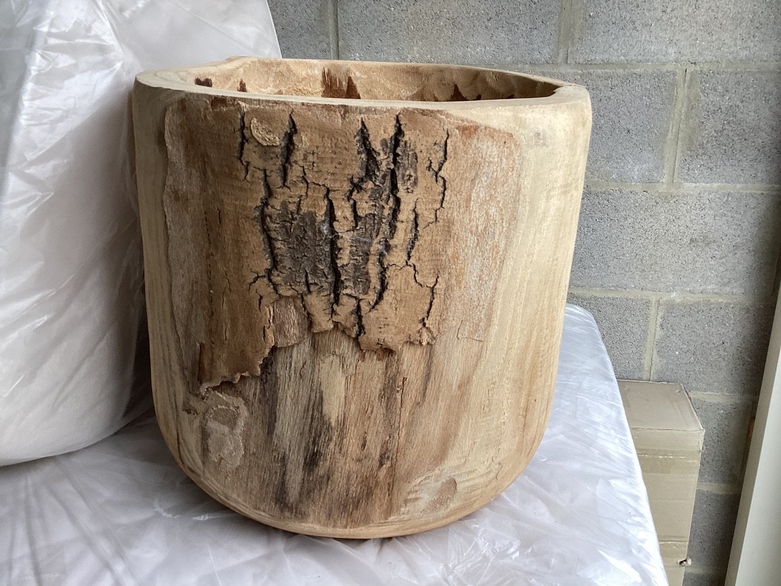 Grote houten bloempot, Overige materialen, Rond, 40 tot 70 cm, Ophalen