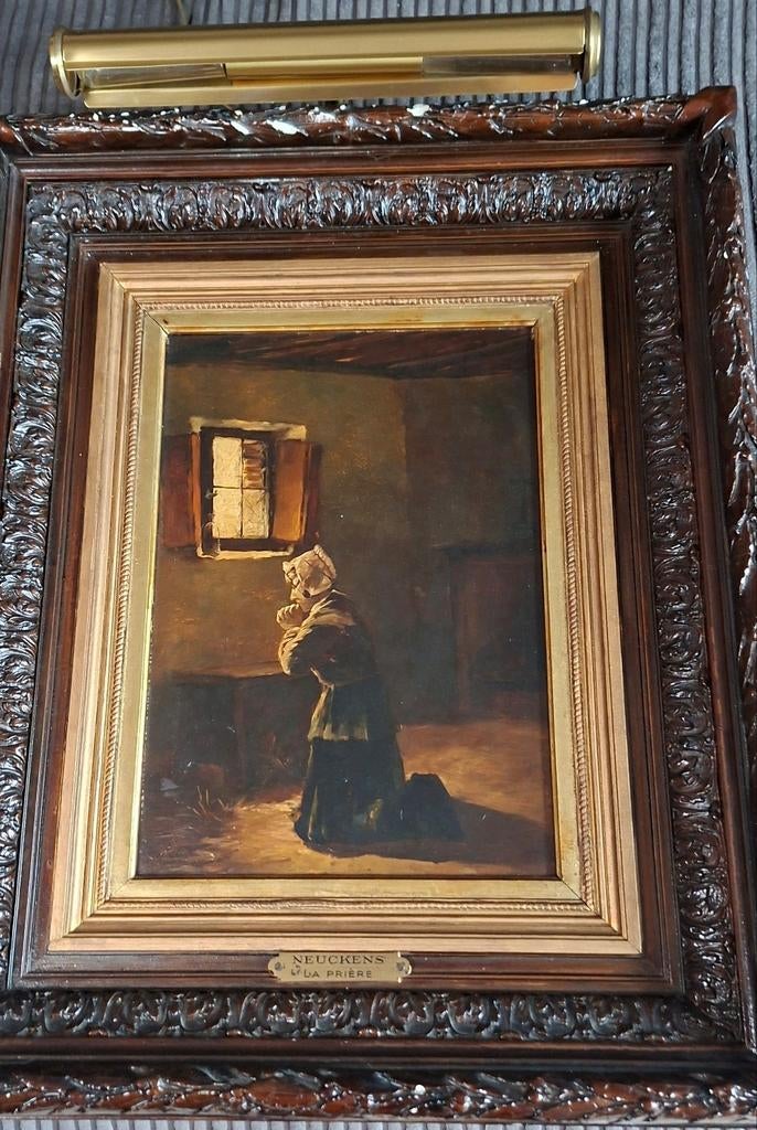 Mooi 19de‑eeuws schilderij op eiken paneel – P.J. Neuckens, Ophalen