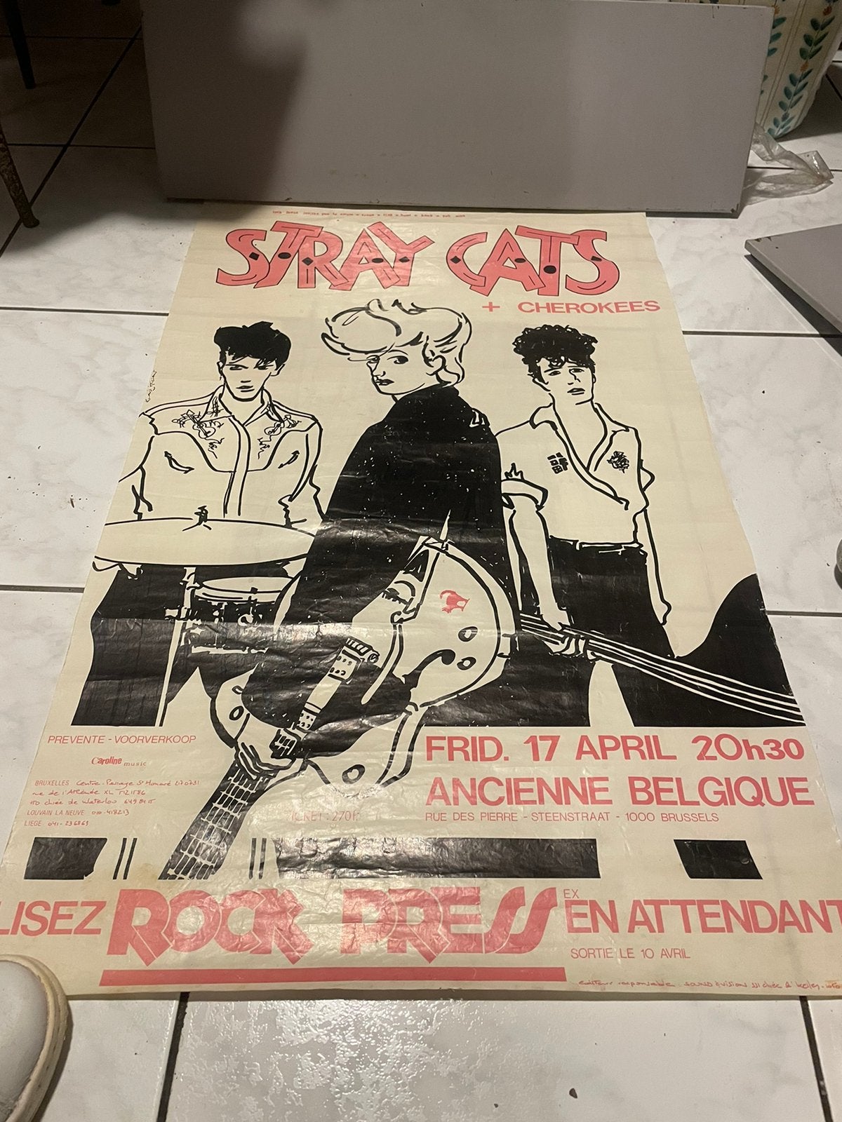 Poster Original Stray Cats 1980, Enlèvement ou Envoi