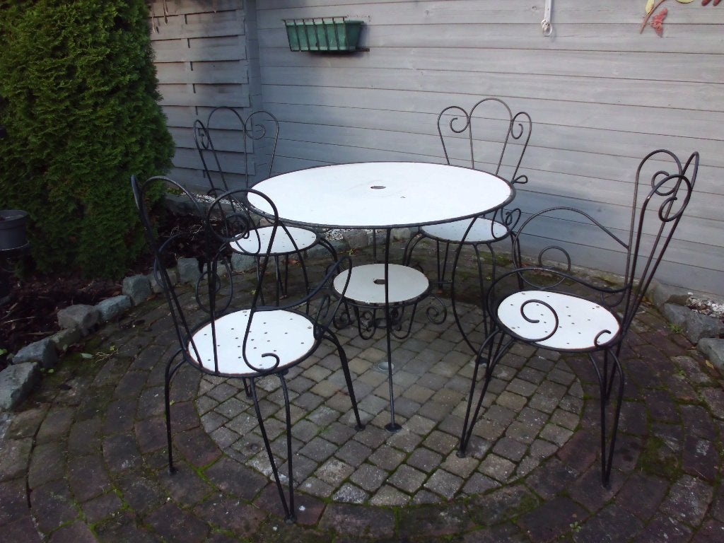 table et chaises de jardin metal façon fer forgé., Enlèvement, Utilisé, Métal