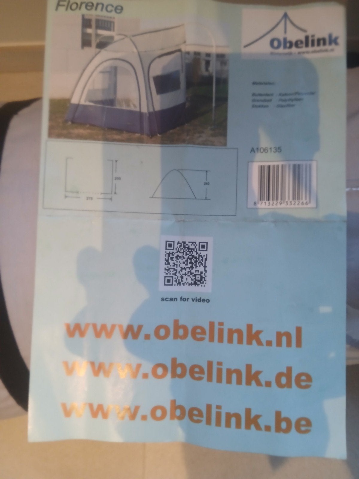 halve tent,voortent, Caravans en Kamperen, Tentaccessoires, Ophalen, Zo goed als nieuw