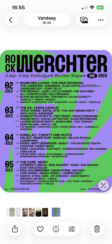 2 terras-tickets Rock Werchter 05/07, Deux personnes