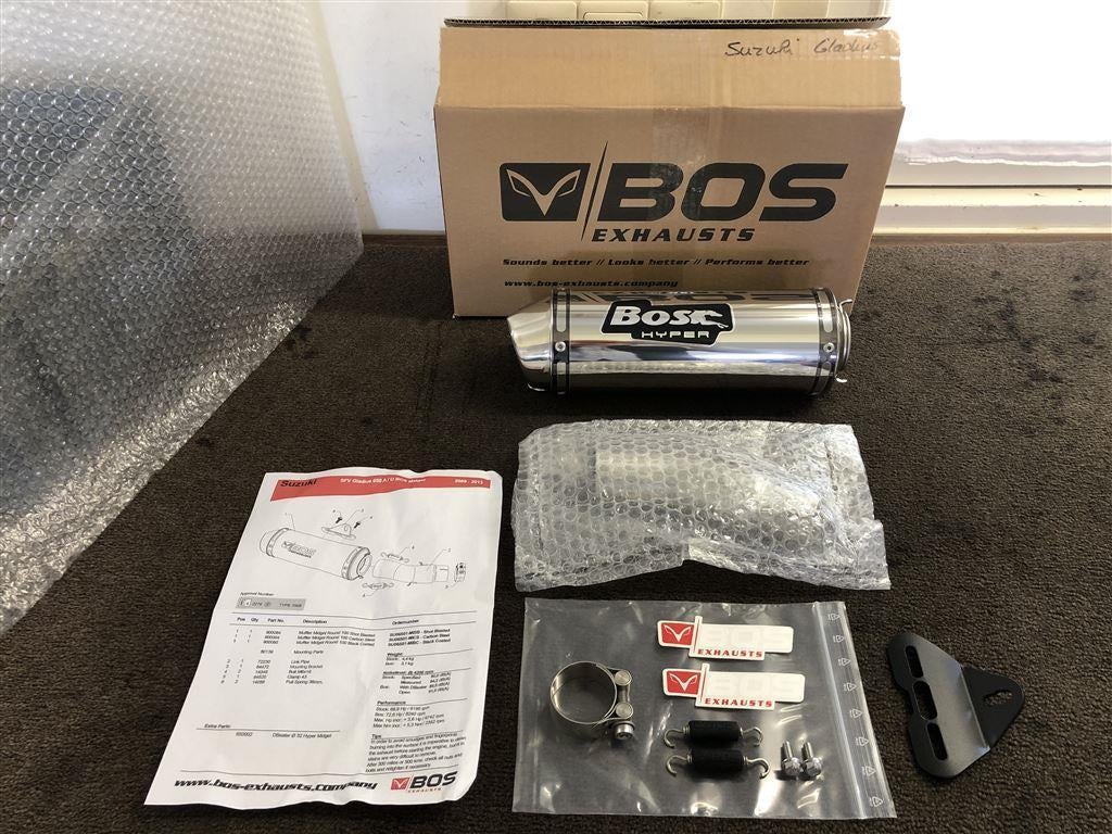 Bos Midget uitlaat demper Suzuki SFV650 Gladius 2009-2016, Envoi, Neuf
