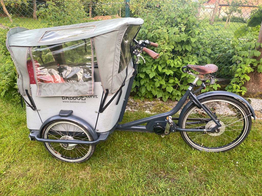 Babboe Curve bakfiets met accu, Fietsen en Brommers, Gebruikt, Huif, 2 kinderen, Ophalen