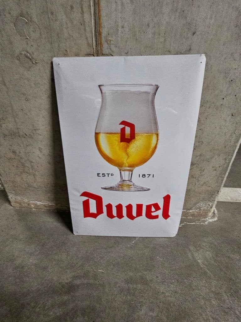 Plaque en métal publicitaire Duvel (Excellent état), Collections, Marques & Objets publicitaires, Enlèvement, Comme neuf, Panneau publicitaire