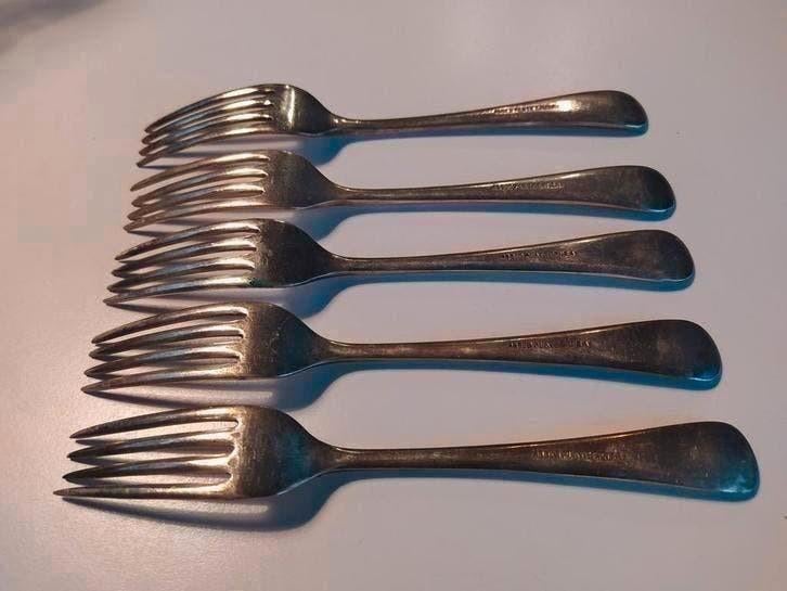 5 verzilverde vorken,, Ophalen of Verzenden