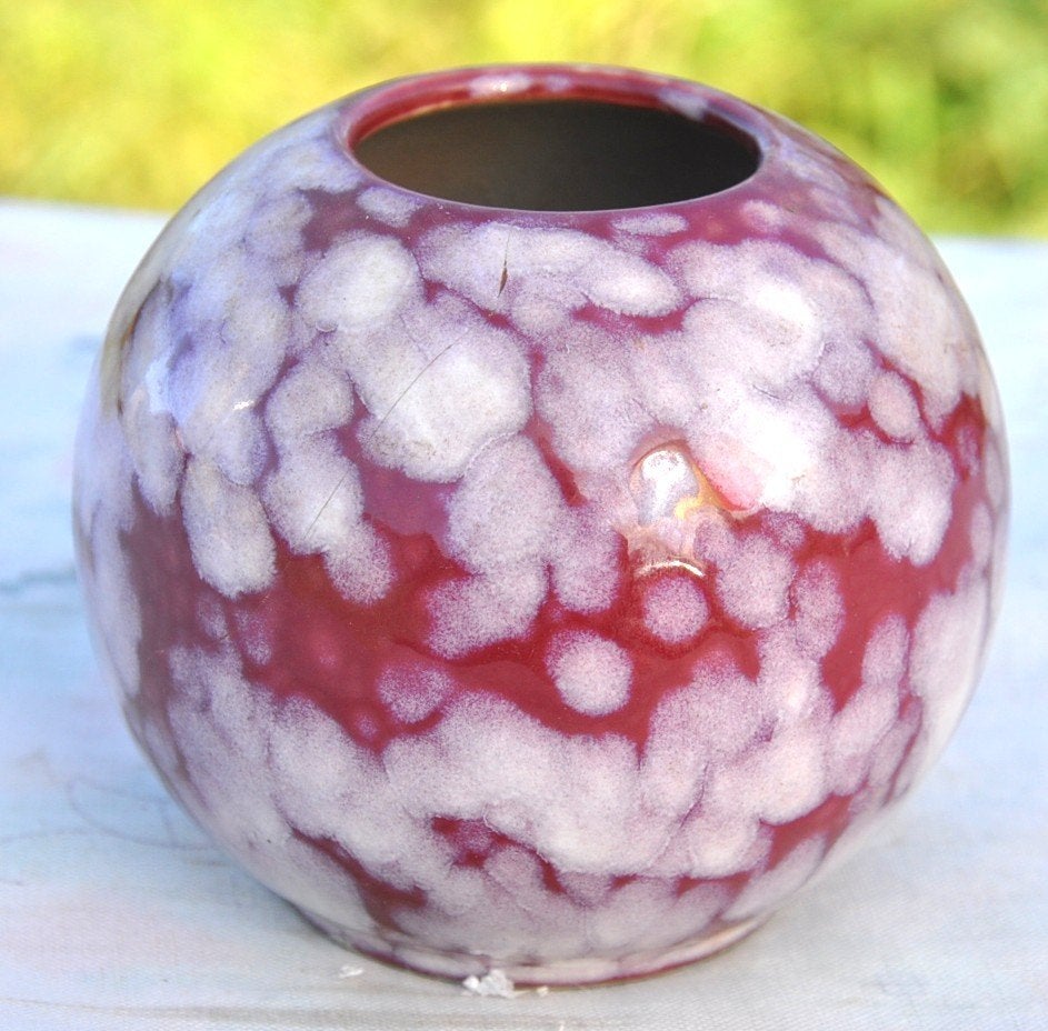 mini vase boule chamarré bordeau blanc, Huis en Inrichting, Overige kleuren, Ophalen of Verzenden, Zo goed als nieuw, 8 cm
