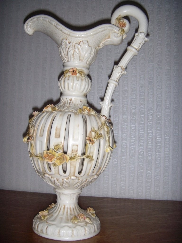 Prachtige en unieke vintage sierkan/vaas  porselein., Antiek en Kunst, Ophalen