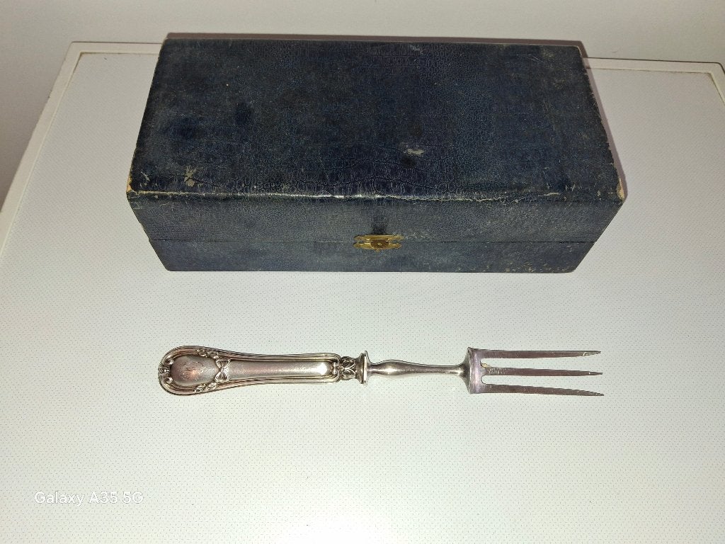 VINTAGE serveervork met oud gevogelte of gebraden, Ophalen of Verzenden