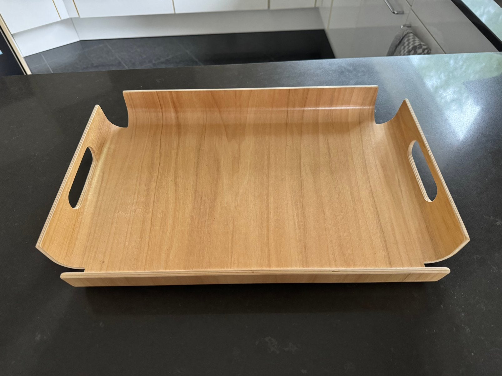 Bamboe dienblad met oortjes, Huis en Inrichting, Ophalen, Met handvatten, Zo goed als nieuw, Dienblad