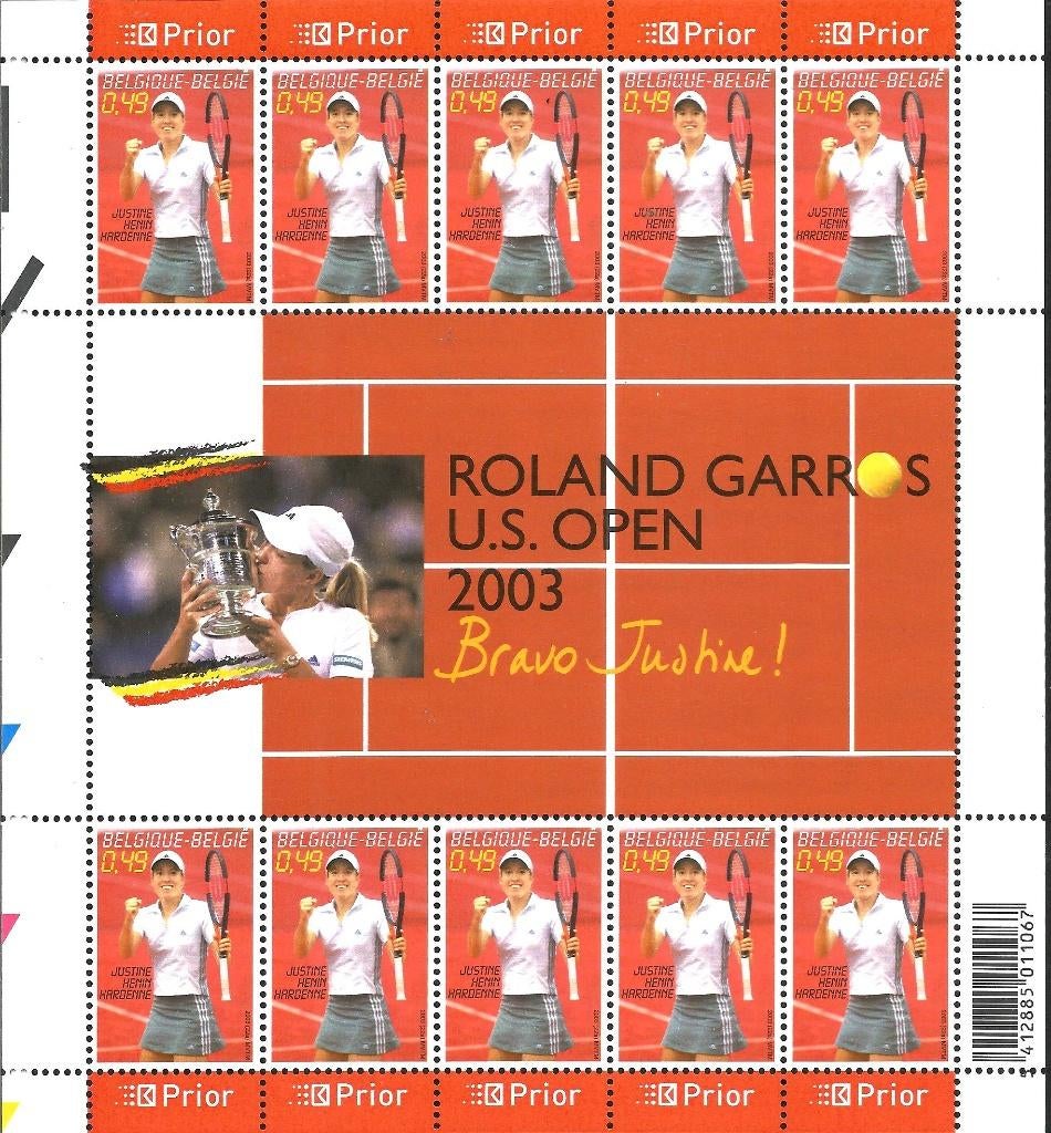 2003 Tennis Justine Henin OBP 3225**, Timbres & Monnaies, Sans timbre, Neuf, Enlèvement ou Envoi, Non oblitéré