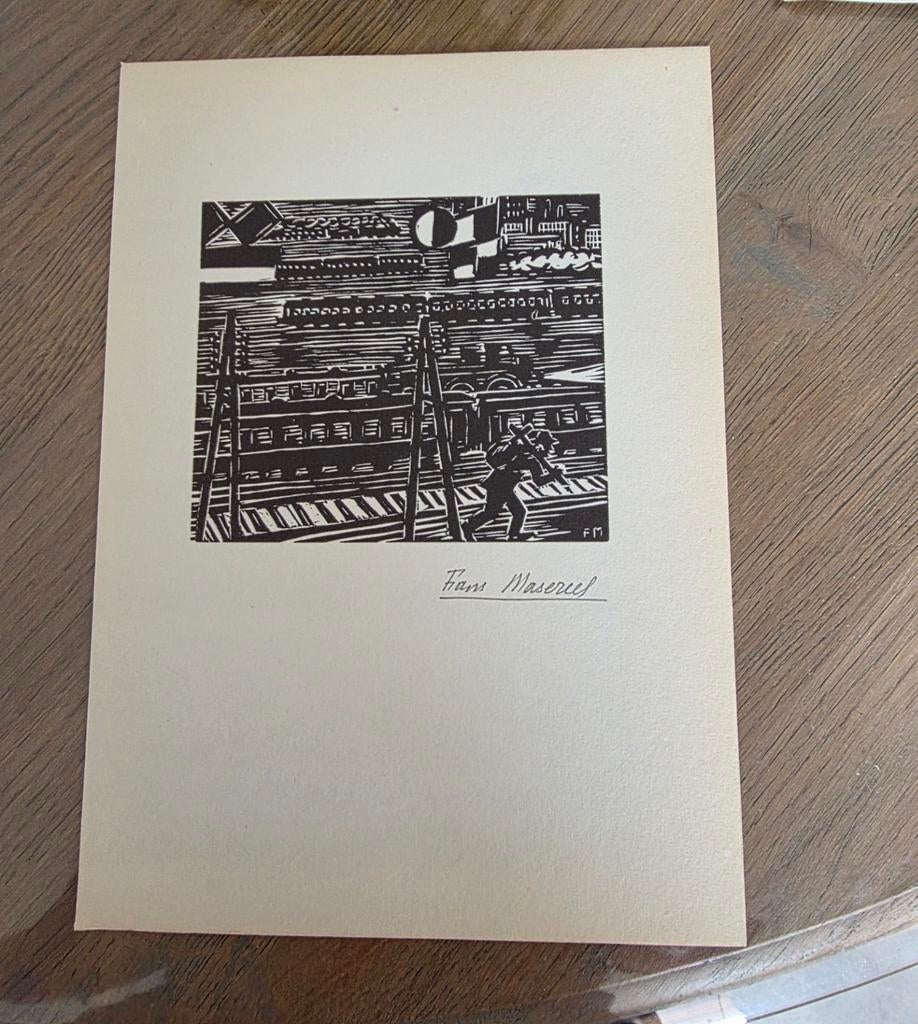 FRANS Masereel houtsnede gesigneerd! La Ville, Antiek en Kunst, Ophalen of Verzenden, Houtsnede, Gesigneerd